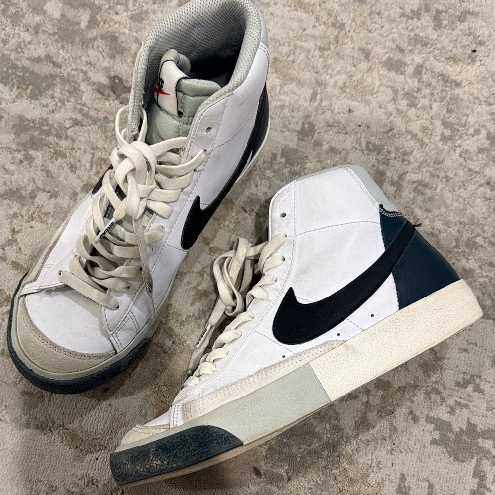Nike White and Black High-Top Sneakers
